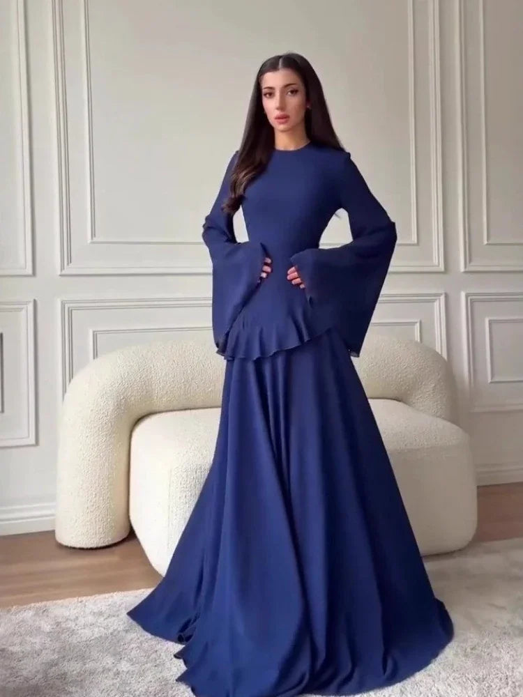 Maxi Dress Women Party Weeding Vestidos Largos Ruffle Round Collar Slim Fit 2025 Autumn Female Elegant Sweet Long Dresses abaya