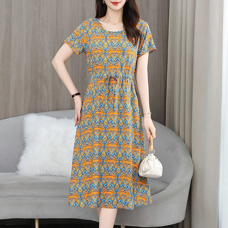 Elegant Floral Backless Boho Maxi Dress for Moms | Plus Size Short Sleeve Mama Summer Dress | Can Mama