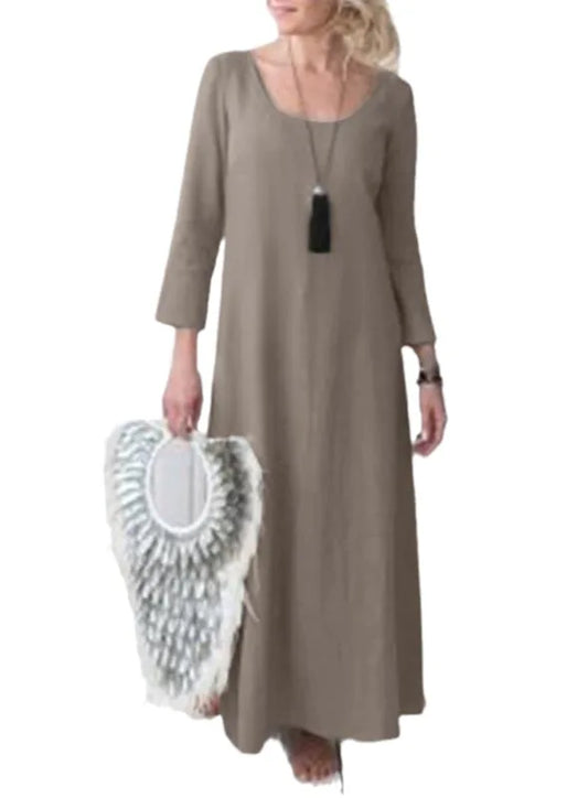 Autumn Winter Casual Maxi Dress for Moms | Long Sleeve Mama Everyday Warm Dress | Can Mama