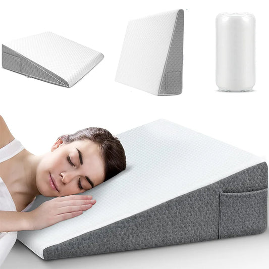 Bed Wedge Pillow | Memory Foam Triangle Leg Elevation | Snoring & Acid Reflux Relief | Can Mama