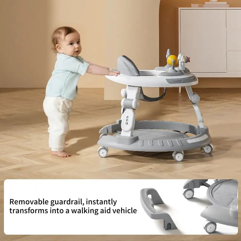 Foldable Baby Walker 6-30 Months | Multi-Function Walking Aid Cart with Music Disc | Can Mama