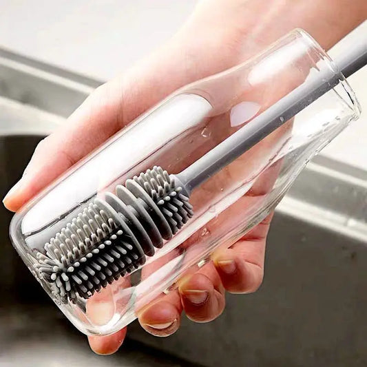 Baby Bottle Brush | 360° Rotation Long Handle Silicone Cleaning Tool | Can Mama
