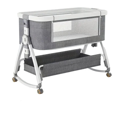 Portable Bedside Baby Crib | Foldable Splicing Cradle with Swing & Height Adjustment | Safe Co-Sleeping