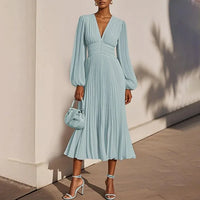 Elegant Flowing V-Neck Maxi Dress for Moms | Spring Mama Long Casual Dress | Can Mama