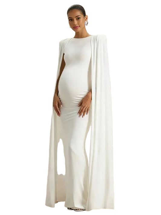 Studio Maternity Photography Cape Dress for Moms | Elegant Mama Pregnancy Photoshoot Gown | Can Mama