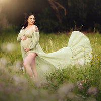 Two-Piece Maternity Maxi Dress for Moms | Baby Shower Photography Evening Party Mama Dress | Can Mama
