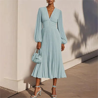 Elegant Flowing V-Neck Maxi Dress for Moms | Spring Mama Long Casual Dress | Can Mama
