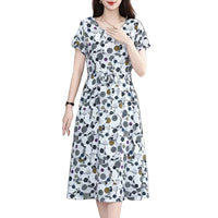 Elegant Floral Backless Boho Maxi Dress for Moms | Plus Size Short Sleeve Mama Summer Dress | Can Mama