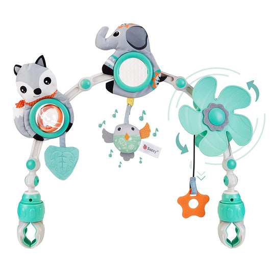 Baby Stroller Arch Toy | Crib Mobile Musical Animal Foldable Sensory Toy for Newborns | Can Mama