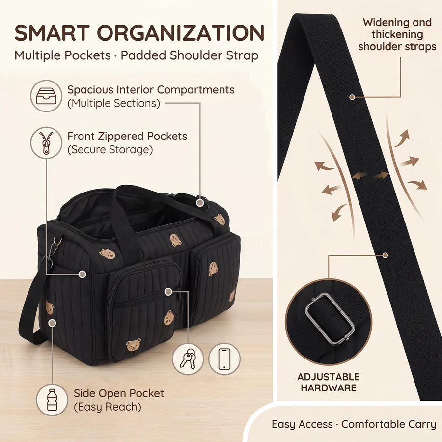 Portable Mommy Bag for Moms | Large Capacity Hospital Maternity Diaper Tote Shoulder Strap | Can Mama