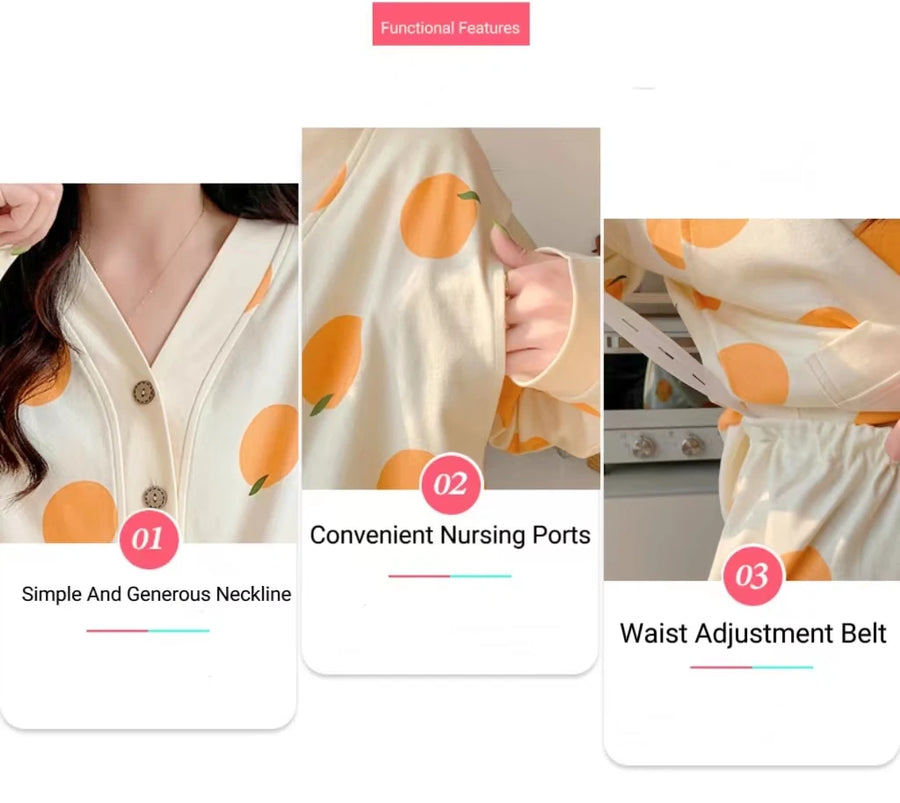 Maternity Nursing Pajamas Set for Moms | Soft Mama Homewear Breastfeeding Loungewear | Can Mama