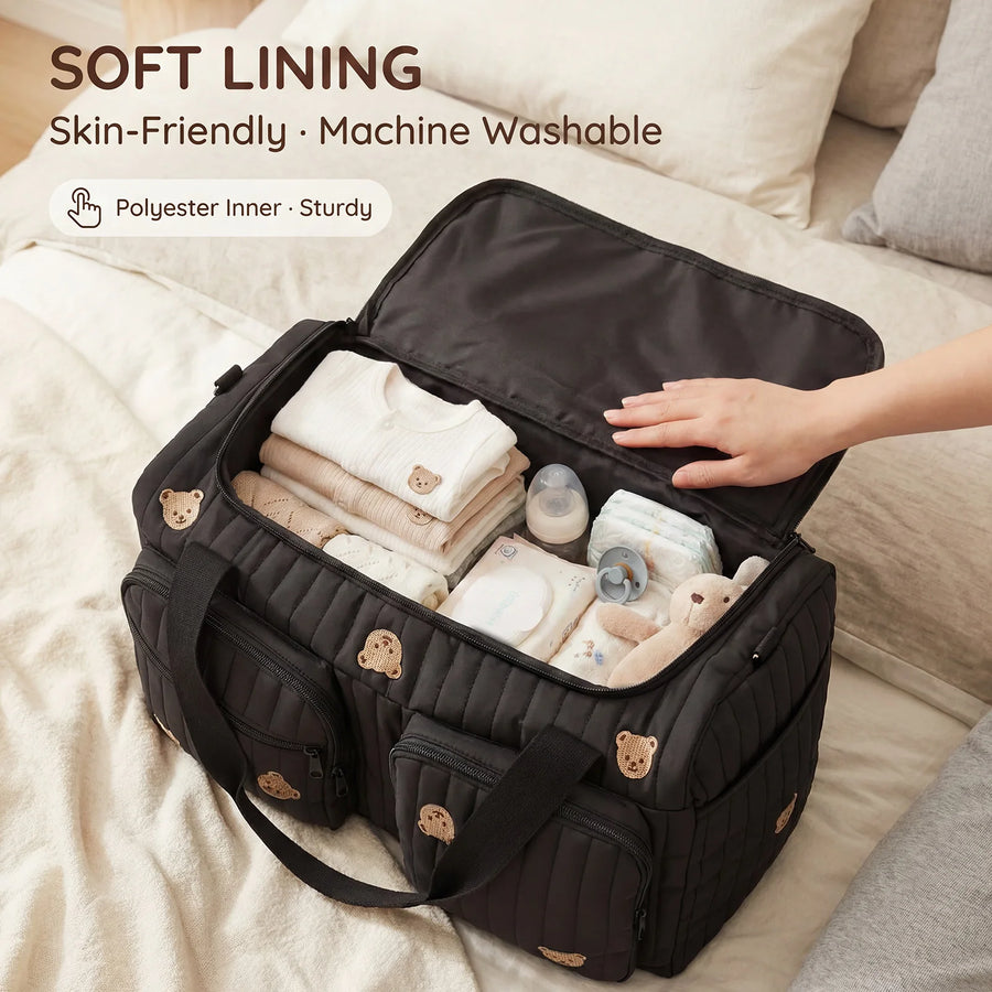 Portable Mommy Bag for Moms | Large Capacity Hospital Maternity Diaper Tote Shoulder Strap | Can Mama