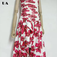 Printed Spaghetti Strap Maxi Dress for Moms | Fashionable Mama Summer Long Dress | Can Mama