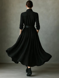 Black Textured Maxi Dress for Moms | Elegant Mama Casual Long Dress | Can Mama