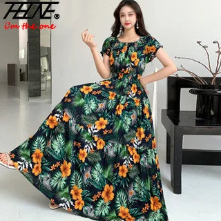 Bohemian Long Maxi Dress for Moms | Spring Summer Mama Casual Elegant Dress | Can Mama
