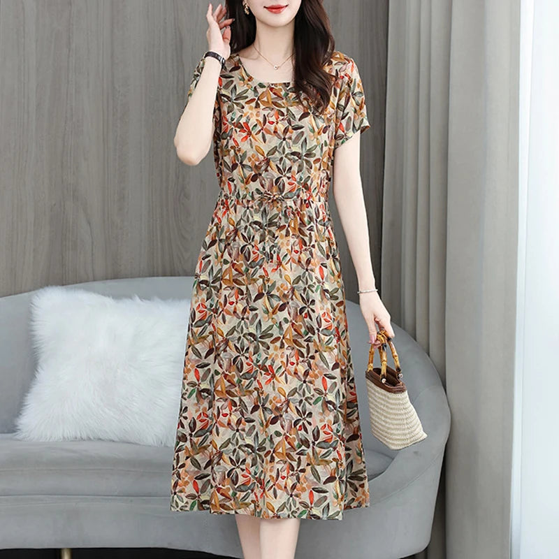 Elegant Floral Backless Boho Maxi Dress for Moms | Plus Size Short Sleeve Mama Summer Dress | Can Mama