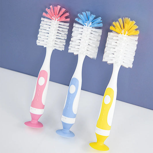 2-in-1 Baby Bottle Cleaning Brush Set | Suction Stand & Silicone Nipple Brush | CanMama