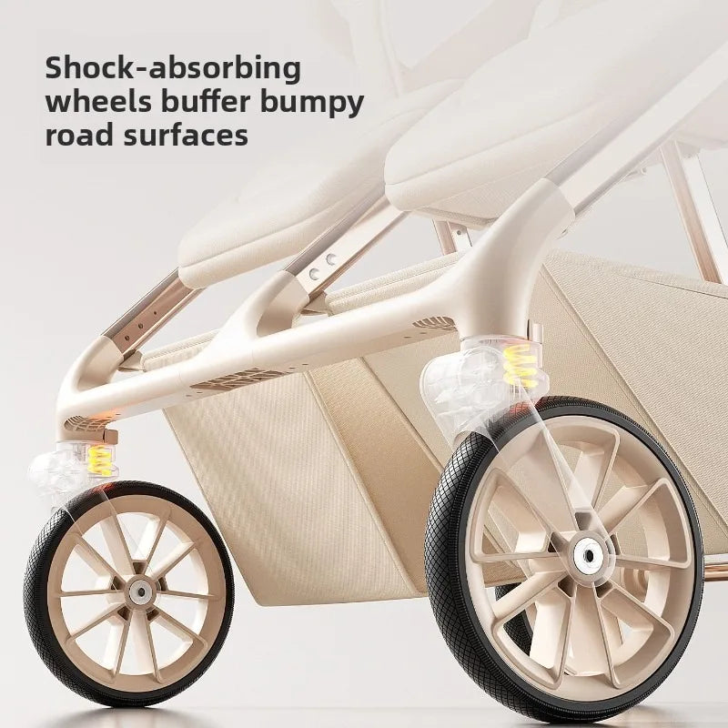 Twin Baby Stroller | High-View Double Stroller Sit or Lie Lightweight Foldable | Can Mama