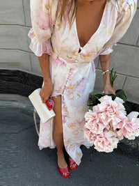 Organza Floral Printed Maxi Dress for Moms | Fashion Mama Elegant Long Dress | Can Mama