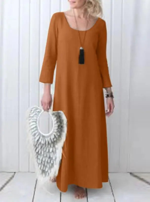 Autumn Winter Casual Maxi Dress for Moms | Long Sleeve Mama Everyday Warm Dress | Can Mama