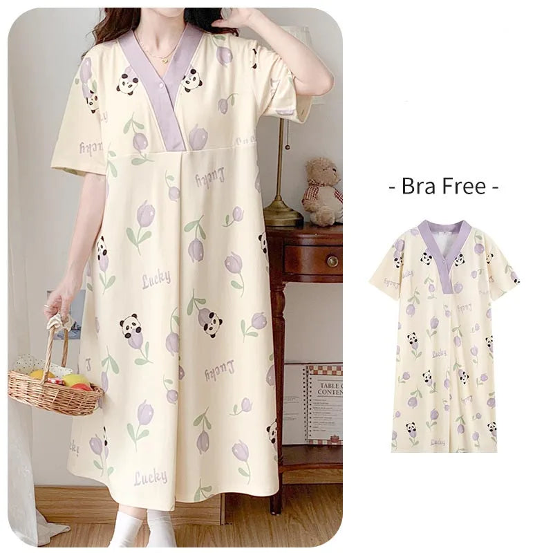 Maternity Short Sleeve Pajamas Set for Moms | Soft Mama Nursing Homewear Loungewear | Can Mama
