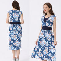 Summer Sleeveless Breastfeeding Dress for Moms | Printed V-Neck Mama Nursing Lactation Dress | Can Mama
