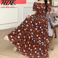 Bohemian Long Maxi Dress for Moms | Spring Summer Mama Casual Elegant Dress | Can Mama
