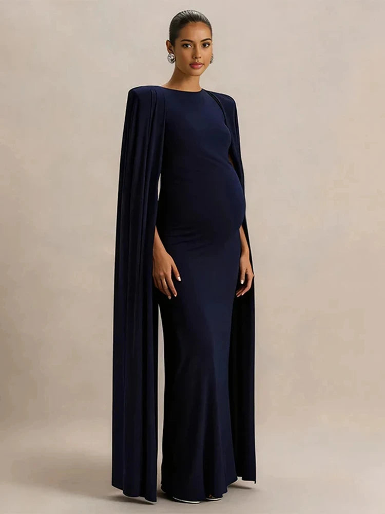 Studio Maternity Photography Cape Dress for Moms | Elegant Mama Pregnancy Photoshoot Gown | Can Mama