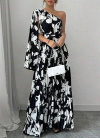 Abstract Print Maxi Dress for Moms | Spring Summer Black White Mama Long Dress | Can Mama