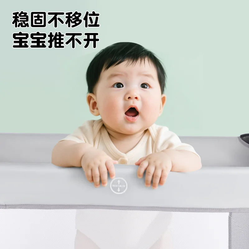 Foldable Portable Baby Play Bed Crib with Removable Safety Fence | Can Mama