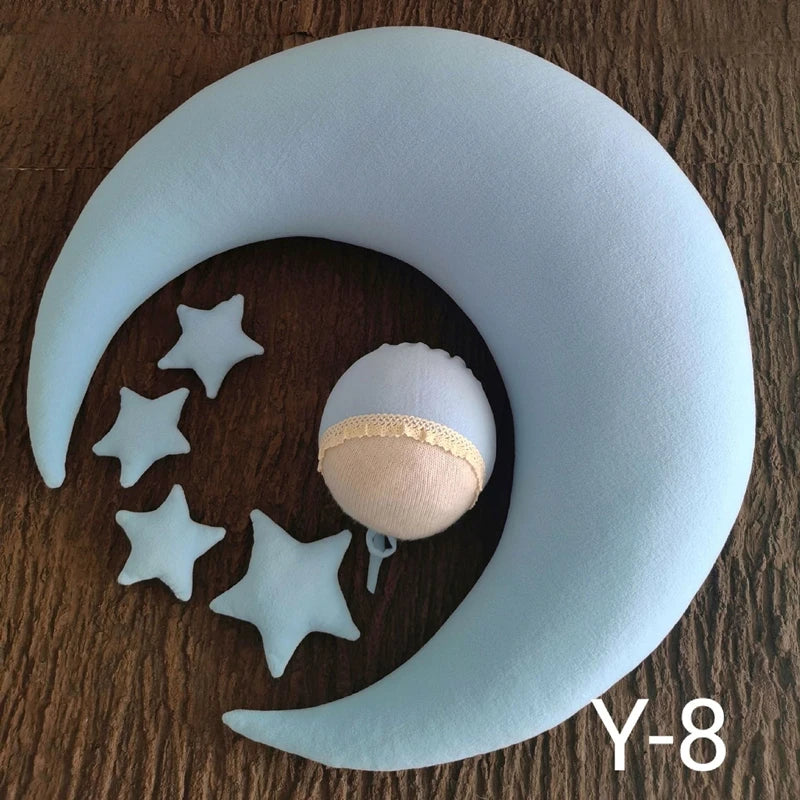 Newborn Photography Props 6-Piece Set | Crescent Posing Pillow, Stars & Hat | Studio Baby Photo Kit