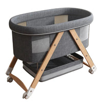 Multifunctional Wooden Baby Bassinet | Foldable Mobile Adjustable Rocking Bed | Can Mama