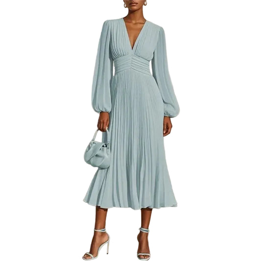 Elegant Flowing V-Neck Maxi Dress for Moms | Spring Mama Long Casual Dress | Can Mama