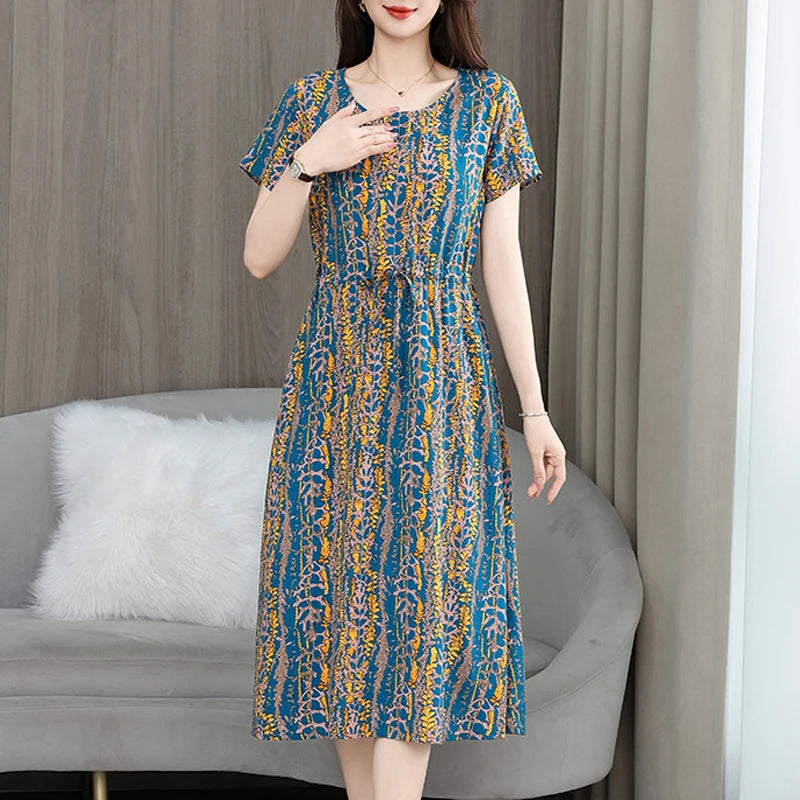 Elegant Floral Backless Boho Maxi Dress for Moms | Plus Size Short Sleeve Mama Summer Dress | Can Mama