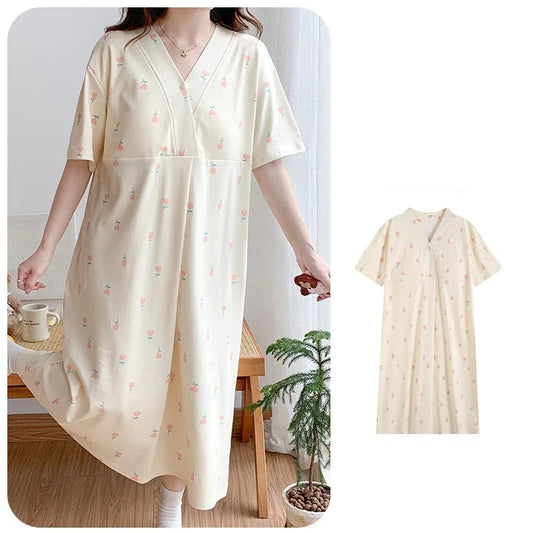 Maternity Short Sleeve Pajamas Set for Moms | Soft Mama Nursing Homewear Loungewear | Can Mama