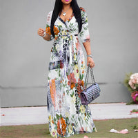 Casual V-Neck Sundress Maxi Dress for Moms | 3/4 Sleeve Mama Everyday Elegant Dress | Can Mama