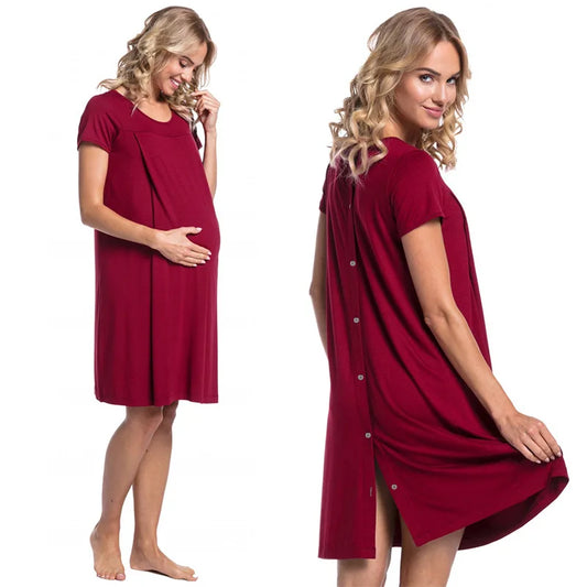 European Style Maternity Hospital Dress for Moms | Elegant Mama Labor Delivery Gown | Can Mama
