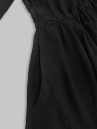 Black Textured Maxi Dress for Moms | Elegant Mama Casual Long Dress | Can Mama