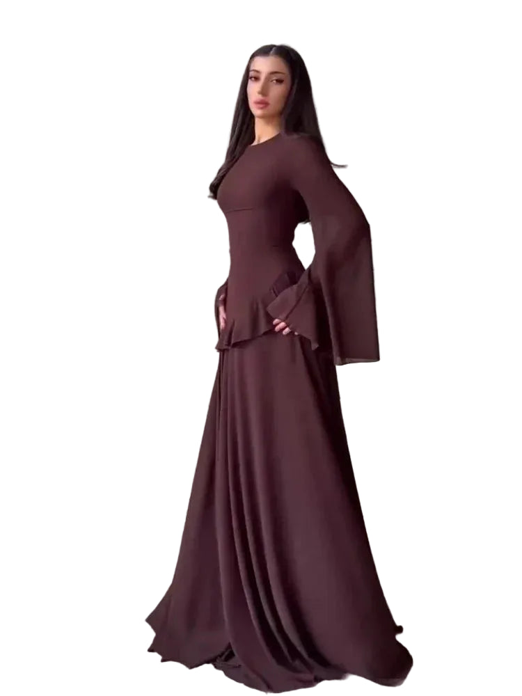 Maxi Dress Women Party Weeding Vestidos Largos Ruffle Round Collar Slim Fit 2025 Autumn Female Elegant Sweet Long Dresses abaya
