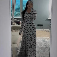 Printed Long Sleeve Maxi Dress for Moms | Stylish Mama Elegant Long Dress | Can Mama