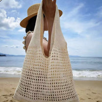 Hollow-Out Knitted Beach Tote Bag