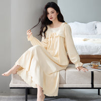 Pure Cotton Nightgown for Moms | Long-Sleeve Loose Fit Mama Maternity Loungewear Plus Size | Can Mama