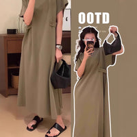 Organic Cotton Maternity Casual Dress Plus Size by Can Mama – Breathable Loose Fit Pregnancy Wear