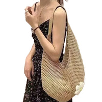 Hollow-Out Knitted Beach Tote Bag